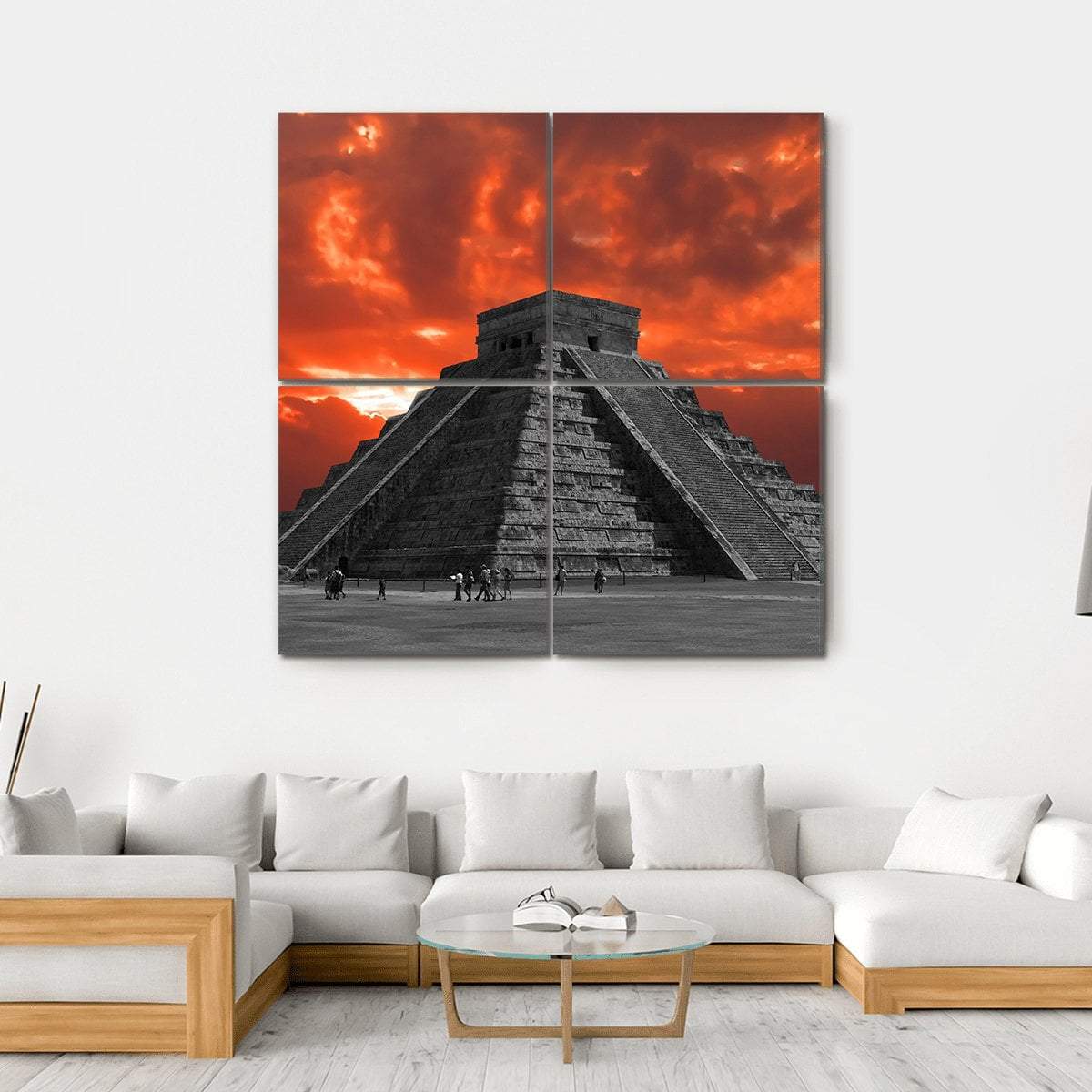 Chichen Itza Temple Canvas Wall Art-4 Square-Gallery Wrap-17" x 17"-Tiaracle