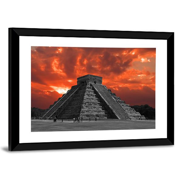 Chichen Itza Temple Panoramic Canvas Wall Art-1 Piece-36" x 12"-Tiaracle