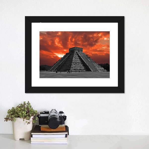Chichen Itza Temple Panoramic Canvas Wall Art-1 Piece-36" x 12"-Tiaracle