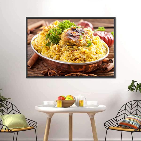 Chicken Biryani Canvas Wall Art-1 Piece-Floating Frame-24" x 16"-Tiaracle