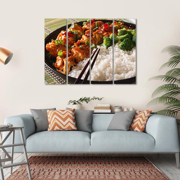 Chicken With Rice Canvas Wall Art-4 Horizontal-Gallery Wrap-34" x 24"-Tiaracle