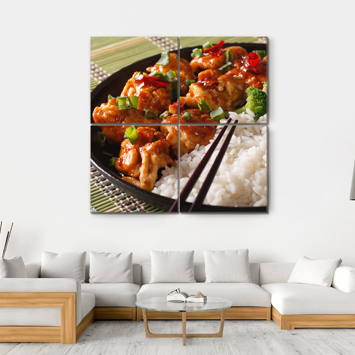 Chicken With Rice Canvas Wall Art-4 Square-Gallery Wrap-17" x 17"-Tiaracle