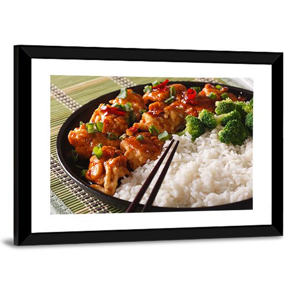 Chicken With Rice Canvas Wall Art-5 Horizontal-Gallery Wrap-22" x 12"-Tiaracle