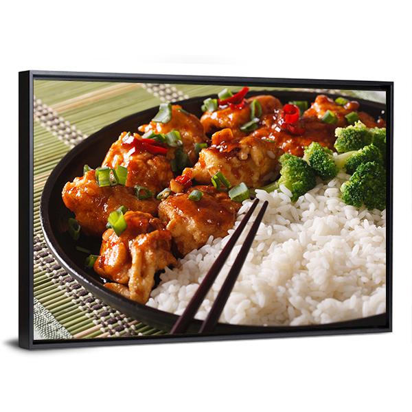 Chicken With Rice Canvas Wall Art-5 Horizontal-Gallery Wrap-22" x 12"-Tiaracle