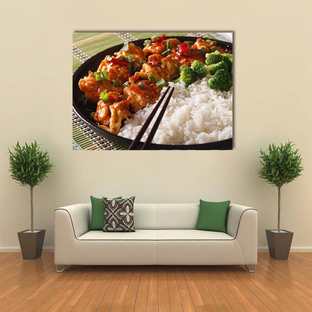 Chicken With Rice Canvas Wall Art-1 Piece-Gallery Wrap-48" x 32"-Tiaracle