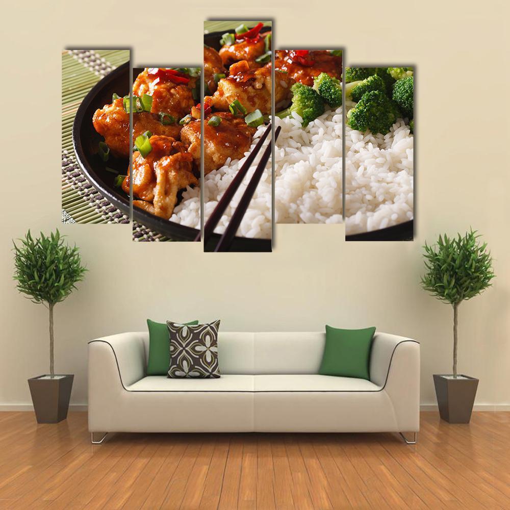Chicken With Rice Canvas Wall Art-5 Pop-Gallery Wrap-47" x 32"-Tiaracle