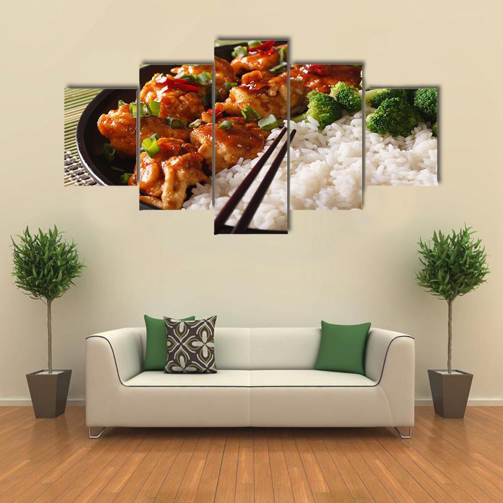 Chicken With Rice Canvas Wall Art-5 Star-Gallery Wrap-62" x 32"-Tiaracle