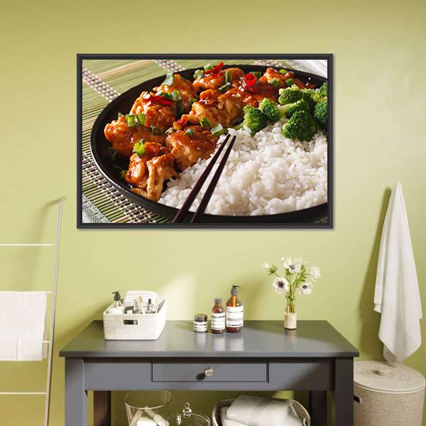 Chicken With Rice Canvas Wall Art-3 Horizontal-Gallery Wrap-25" x 16"-Tiaracle