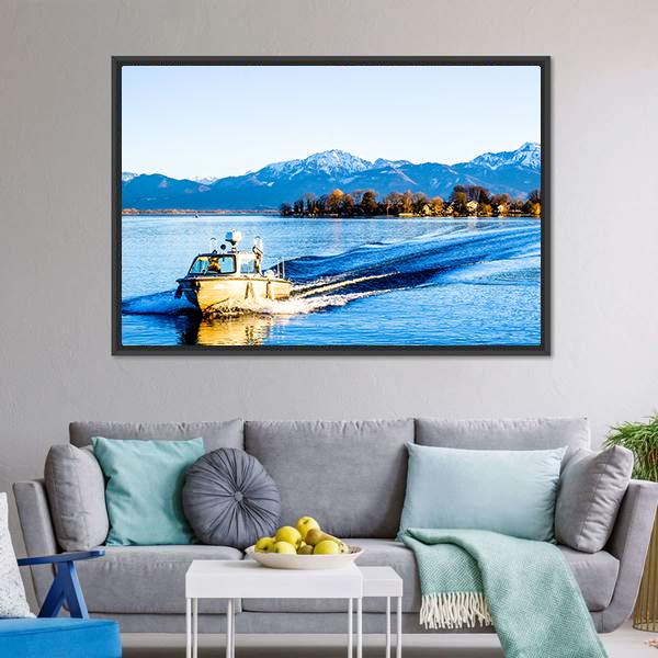 Chiemsee Lake Panoramic Canvas Wall Art-1 Piece-36" x 12"-Tiaracle