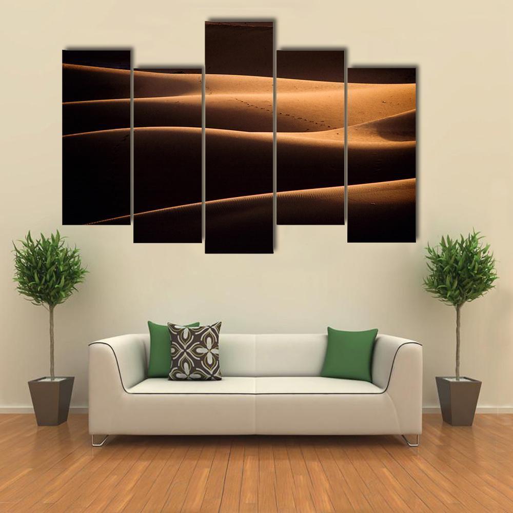 Chigaga Sand Dunes Canvas Wall Art-5 Pop-Gallery Wrap-47" x 32"-Tiaracle