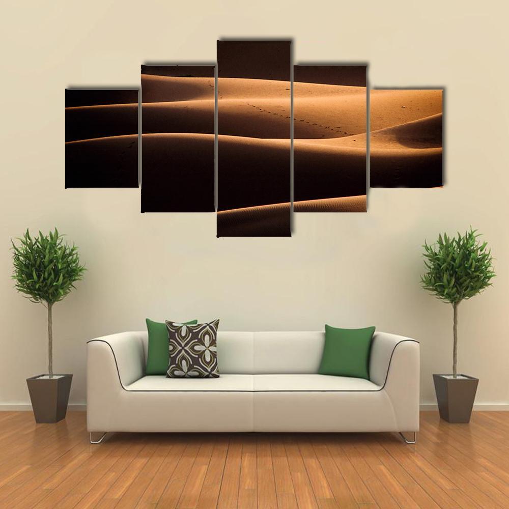 Chigaga Sand Dunes Canvas Wall Art-5 Star-Gallery Wrap-62" x 32"-Tiaracle