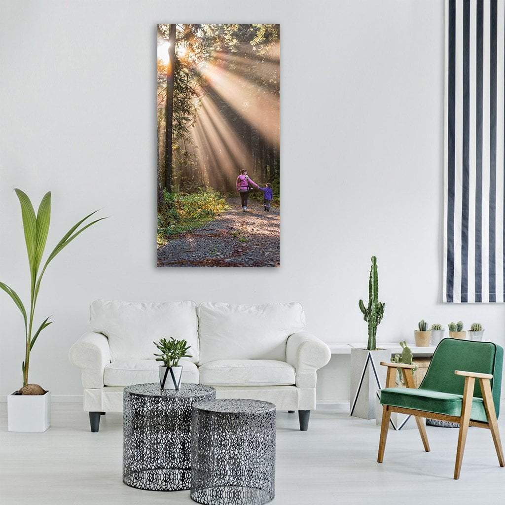 Child With Mother In Forest Vertical Canvas Wall Art-1 Vertical-Gallery Wrap-12" x 24"-Tiaracle