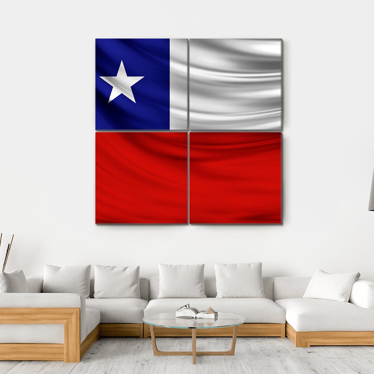 Chile Flag Canvas Wall Art-4 Square-Gallery Wrap-17" x 17"-Tiaracle