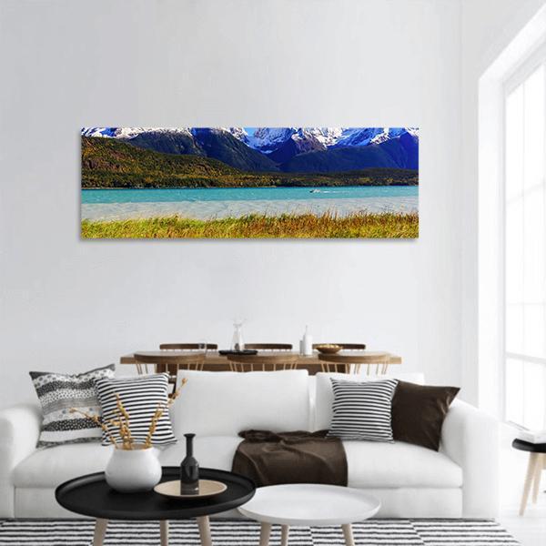 Lake With Sinclair Mountain Panoramic Canvas Wall Art-1 Piece-36" x 12"-Tiaracle