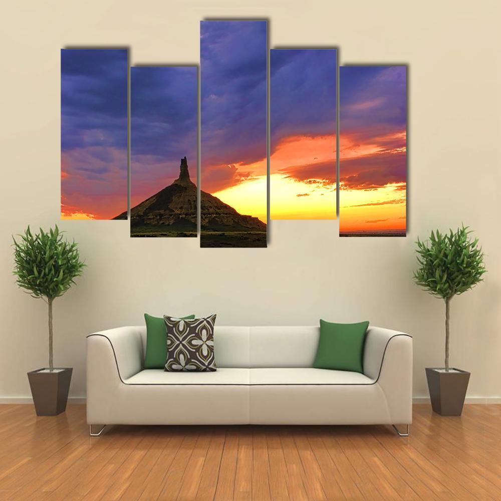 Chimney Rock National Monument Canvas Wall Art-5 Pop-Gallery Wrap-47" x 32"-Tiaracle