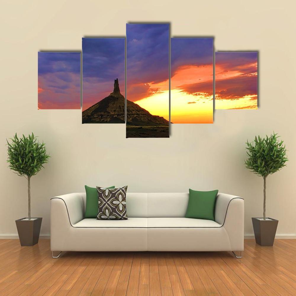 Chimney Rock National Monument Canvas Wall Art-5 Star-Gallery Wrap-62" x 32"-Tiaracle