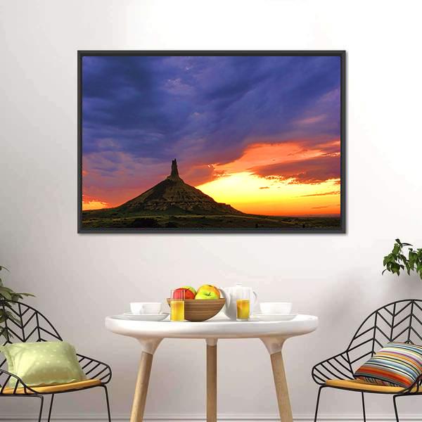 Chimney Rock National Monument Canvas Wall Art-1 Piece-Floating Frame-24" x 16"-Tiaracle