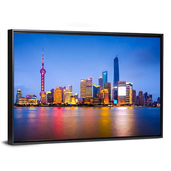 China City Skyline Canvas Wall Art-3 Horizontal-Gallery Wrap-25&quot; x 16&quot;-Tiaracle