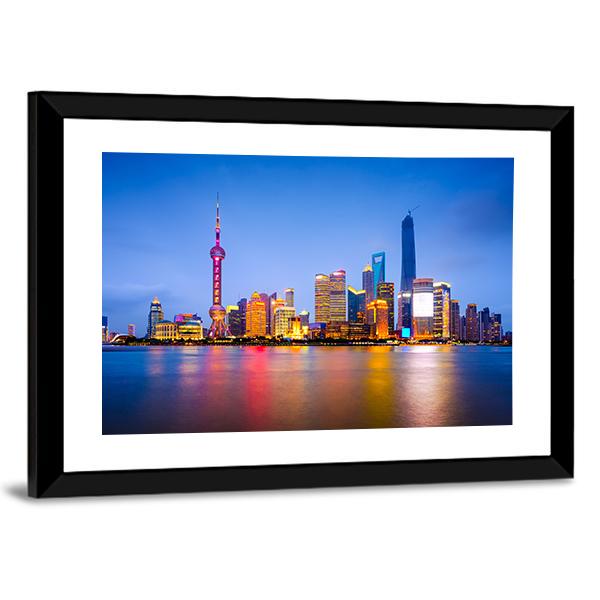 China City Skyline Canvas Wall Art-3 Horizontal-Gallery Wrap-25&quot; x 16&quot;-Tiaracle
