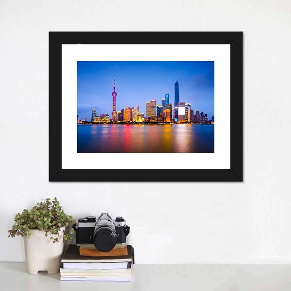 China City Skyline Canvas Wall Art-3 Horizontal-Gallery Wrap-25&quot; x 16&quot;-Tiaracle