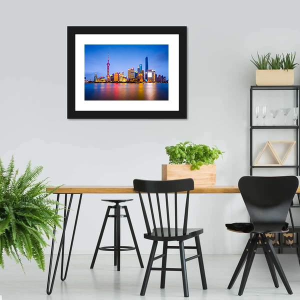 China City Skyline Canvas Wall Art-3 Horizontal-Gallery Wrap-25&quot; x 16&quot;-Tiaracle