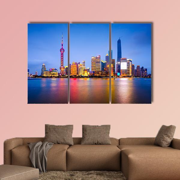 China City Skyline Canvas Wall Art-5 Pop-Gallery Wrap-47" x 32"-Tiaracle