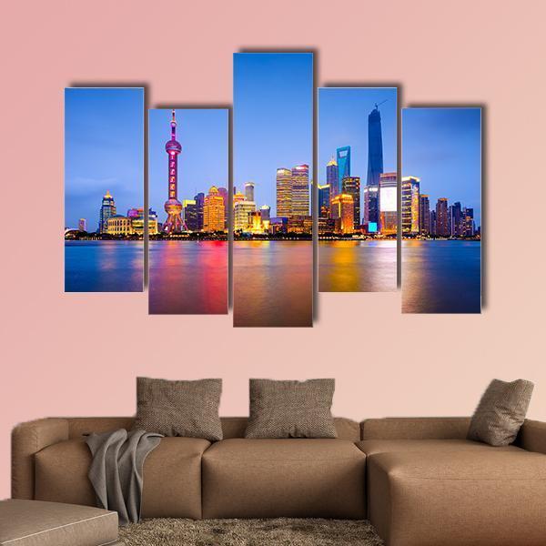 China City Skyline Canvas Wall Art-5 Pop-Gallery Wrap-47" x 32"-Tiaracle