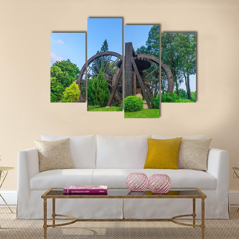 China Folk Culture Village Canvas Wall Art-4 Pop-Gallery Wrap-50" x 32"-Tiaracle