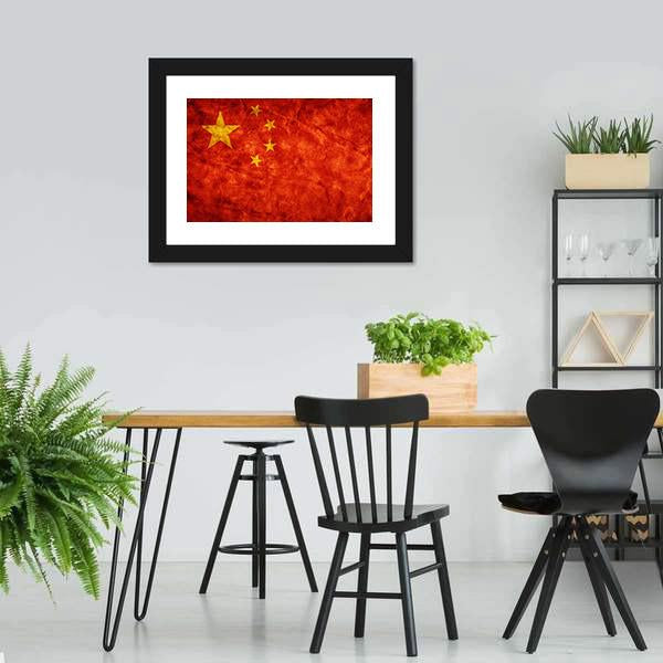 China Grunge Flag Canvas Wall Art-3 Horizontal-Gallery Wrap-25" x 16"-Tiaracle