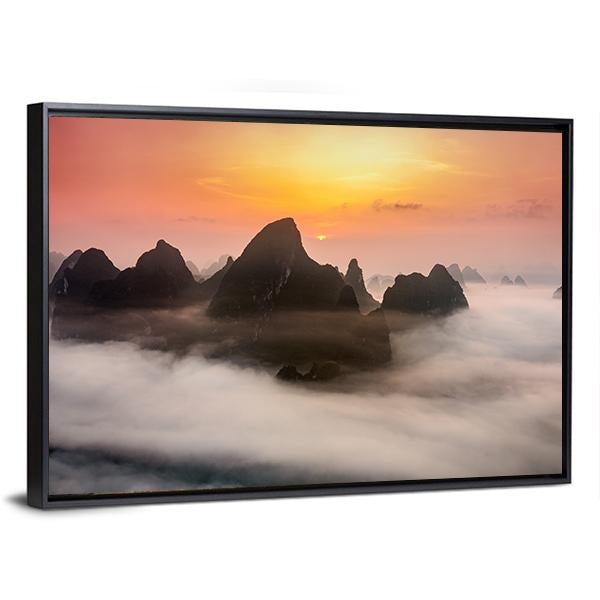 China Karst Mountains Canvas Wall Art-3 Horizontal-Gallery Wrap-25" x 16"-Tiaracle