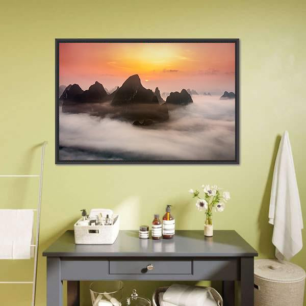 China Karst Mountains Canvas Wall Art-3 Horizontal-Gallery Wrap-25" x 16"-Tiaracle