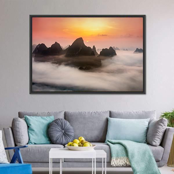 China Karst Mountains Canvas Wall Art-3 Horizontal-Gallery Wrap-25" x 16"-Tiaracle