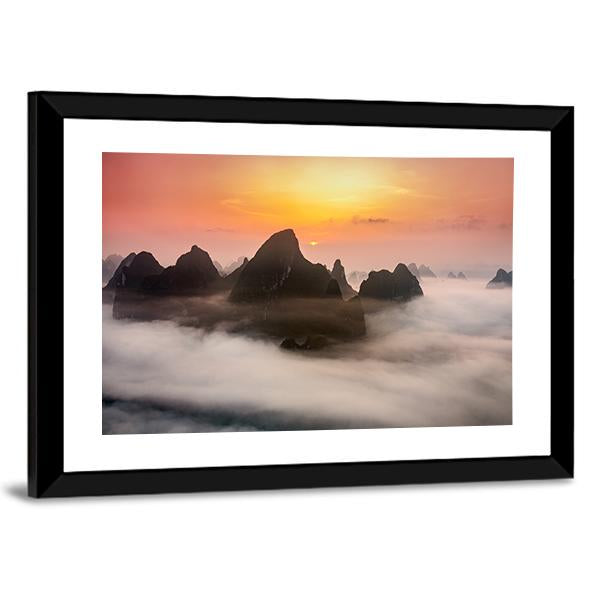 China Karst Mountains Canvas Wall Art-3 Horizontal-Gallery Wrap-25" x 16"-Tiaracle