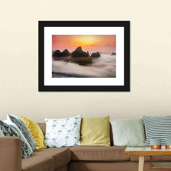 China Karst Mountains Canvas Wall Art-1 Piece-Framed Print-20" x 16"-Tiaracle