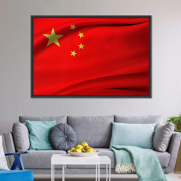 Chinese Flag Canvas Wall Art-5 Horizontal-Gallery Wrap-22" x 12"-Tiaracle