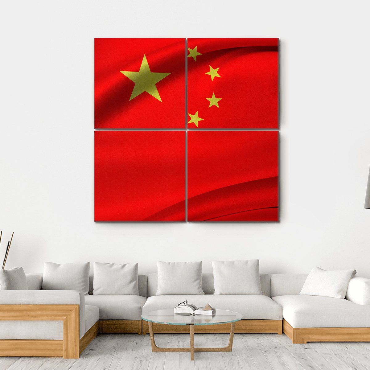 Chinese Flag Canvas Wall Art-4 Square-Gallery Wrap-17" x 17"-Tiaracle