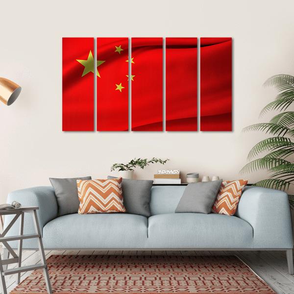 Chinese Flag Canvas Wall Art-5 Horizontal-Gallery Wrap-22" x 12"-Tiaracle