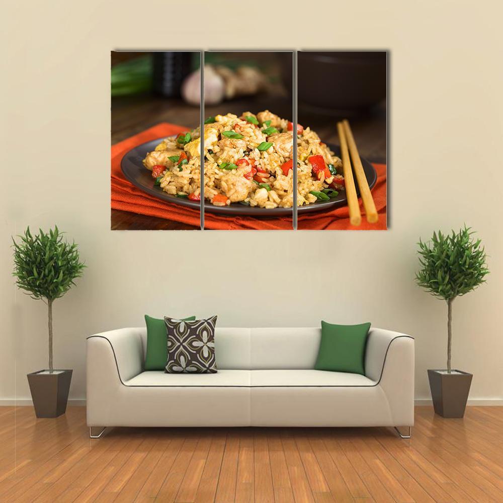 Chinese Fried Rice Canvas Wall Art-3 Horizontal-Gallery Wrap-37&quot; x 24&quot;-Tiaracle