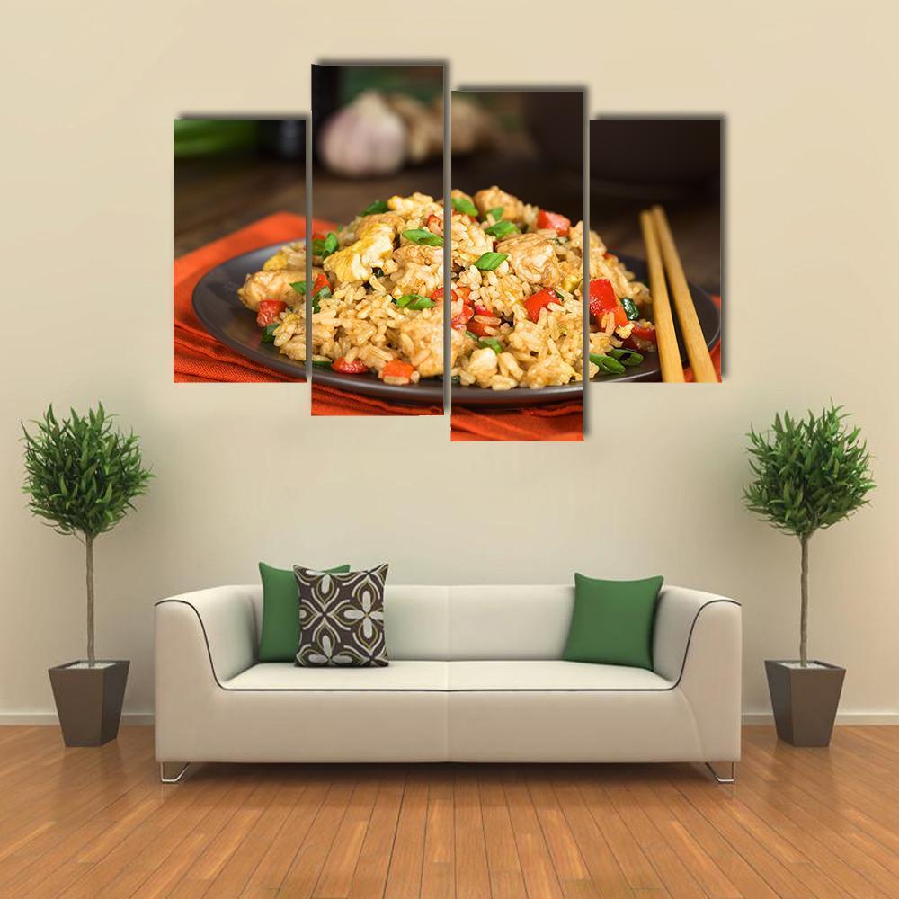 Chinese Fried Rice Canvas Wall Art-4 Pop-Gallery Wrap-50&quot; x 32&quot;-Tiaracle