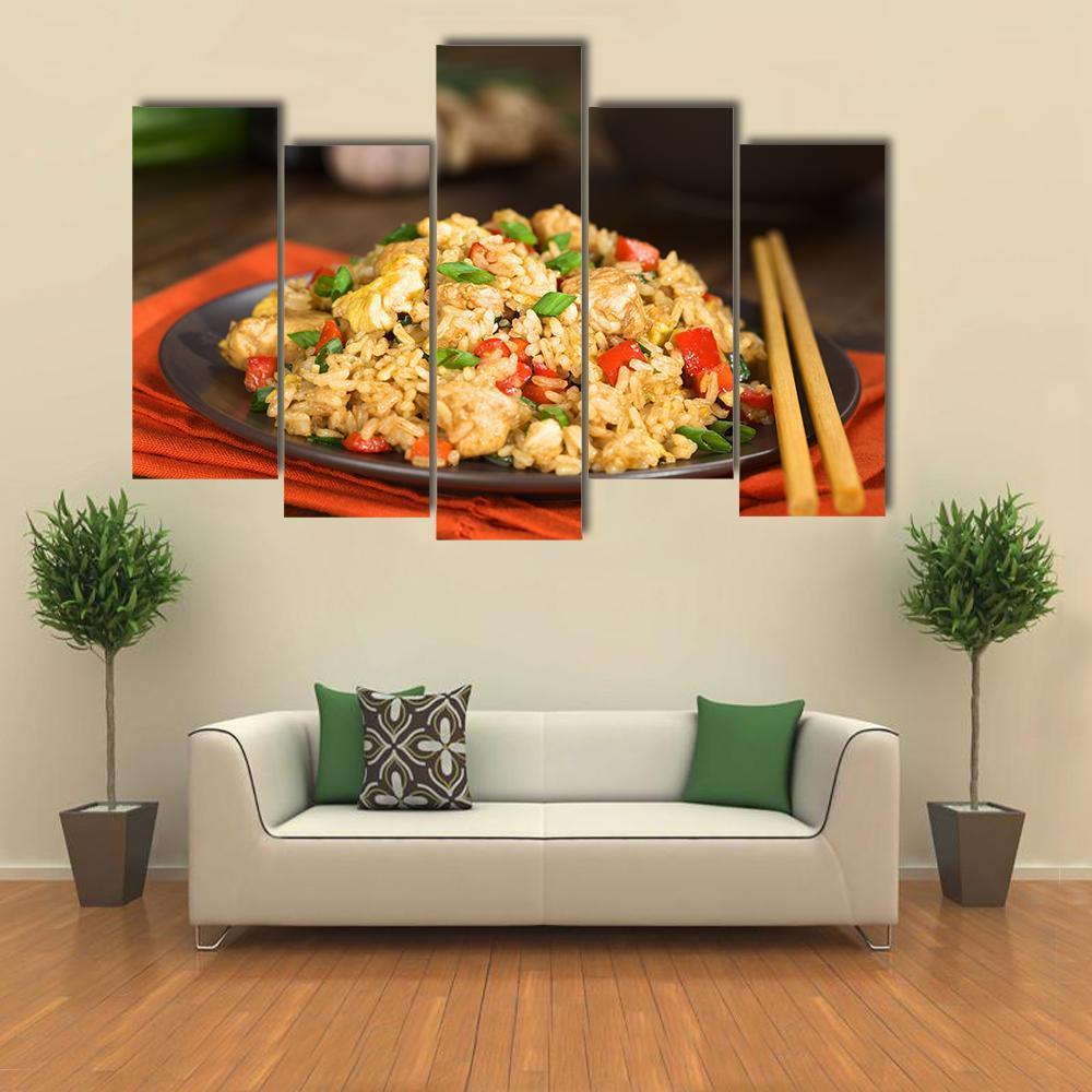 Chinese Fried Rice Canvas Wall Art-5 Pop-Gallery Wrap-47&quot; x 32&quot;-Tiaracle