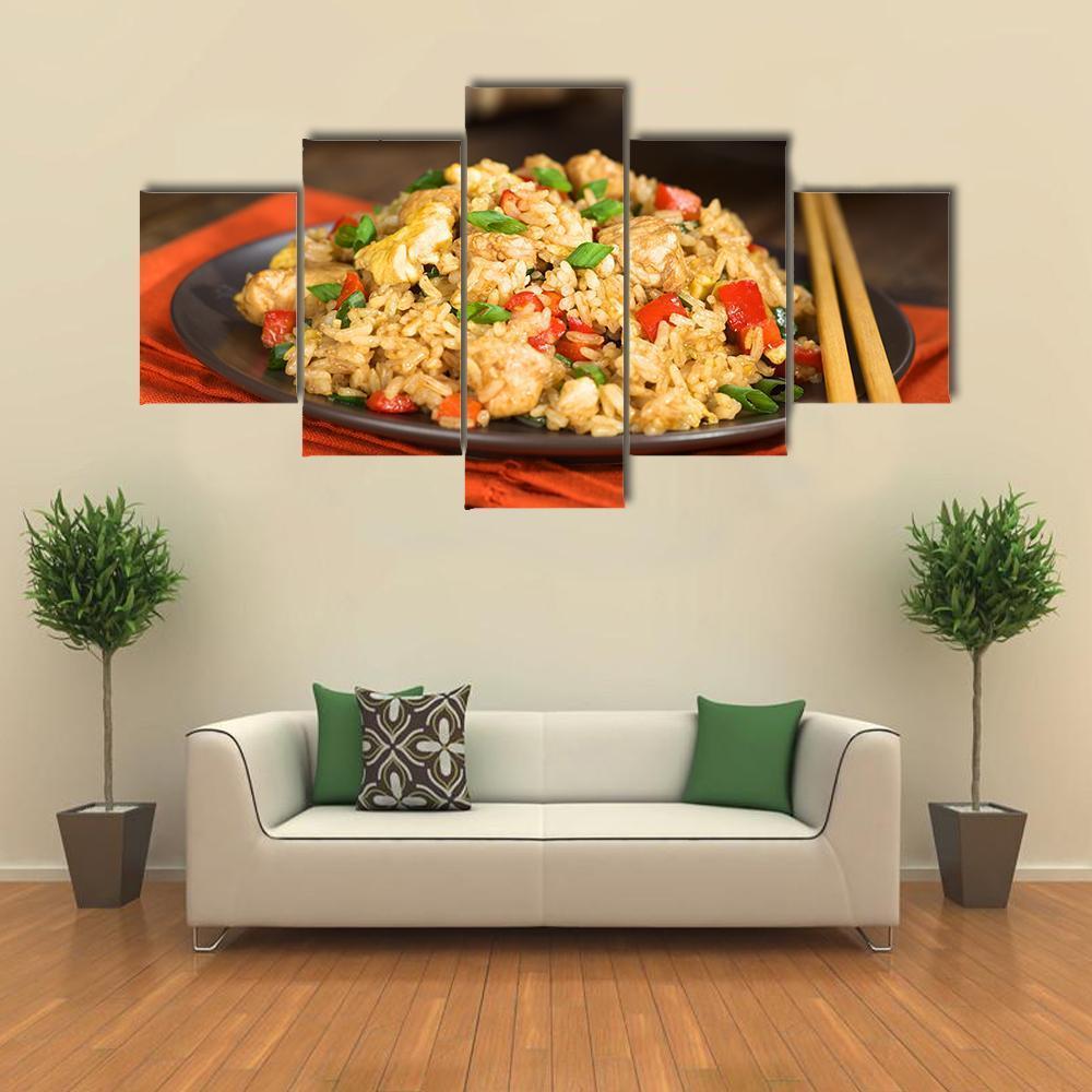 Chinese Fried Rice Canvas Wall Art-5 Star-Gallery Wrap-62&quot; x 32&quot;-Tiaracle