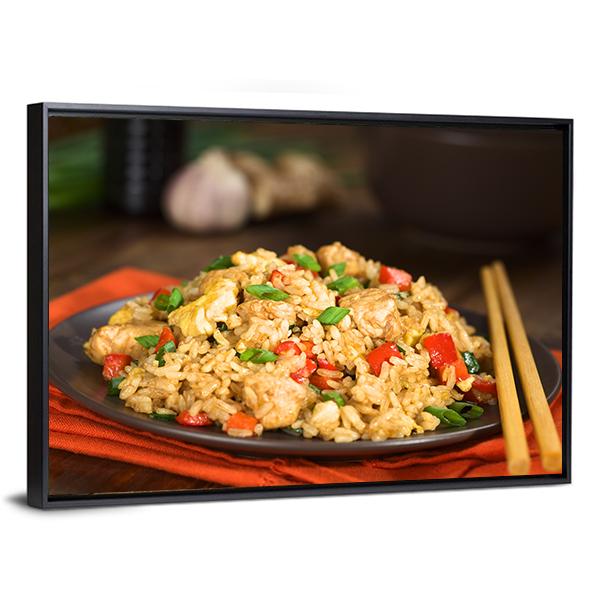 Chinese Fried Rice Canvas Wall Art-3 Horizontal-Gallery Wrap-25&quot; x 16&quot;-Tiaracle