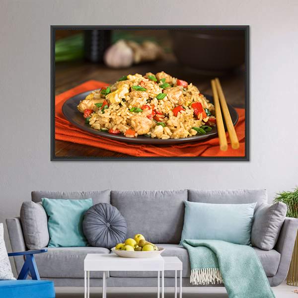 Chinese Fried Rice Canvas Wall Art-3 Horizontal-Gallery Wrap-25&quot; x 16&quot;-Tiaracle