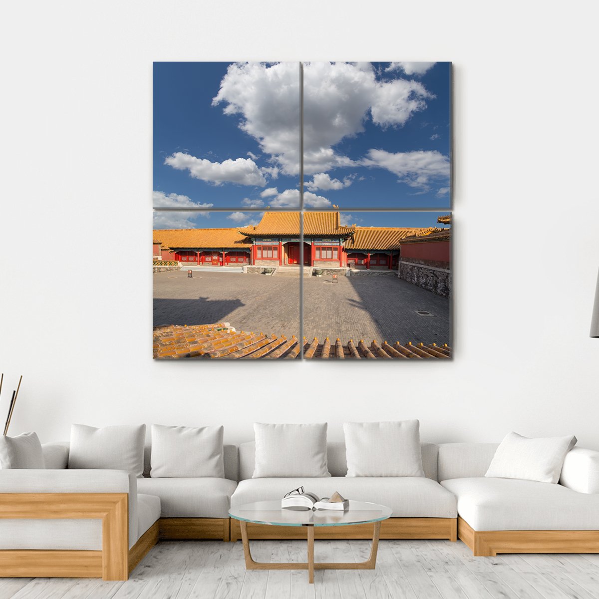 Chinese Imperial Palace Canvas Wall Art-4 Square-Gallery Wrap-17" x 17"-Tiaracle