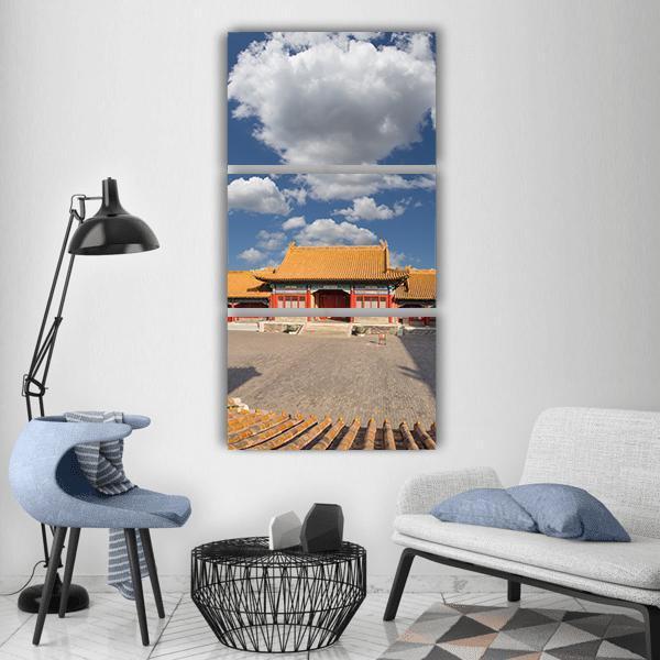 Chinese Imperial Palace Vertical Canvas Wall Art-3 Vertical-Gallery Wrap-12" x 25"-Tiaracle