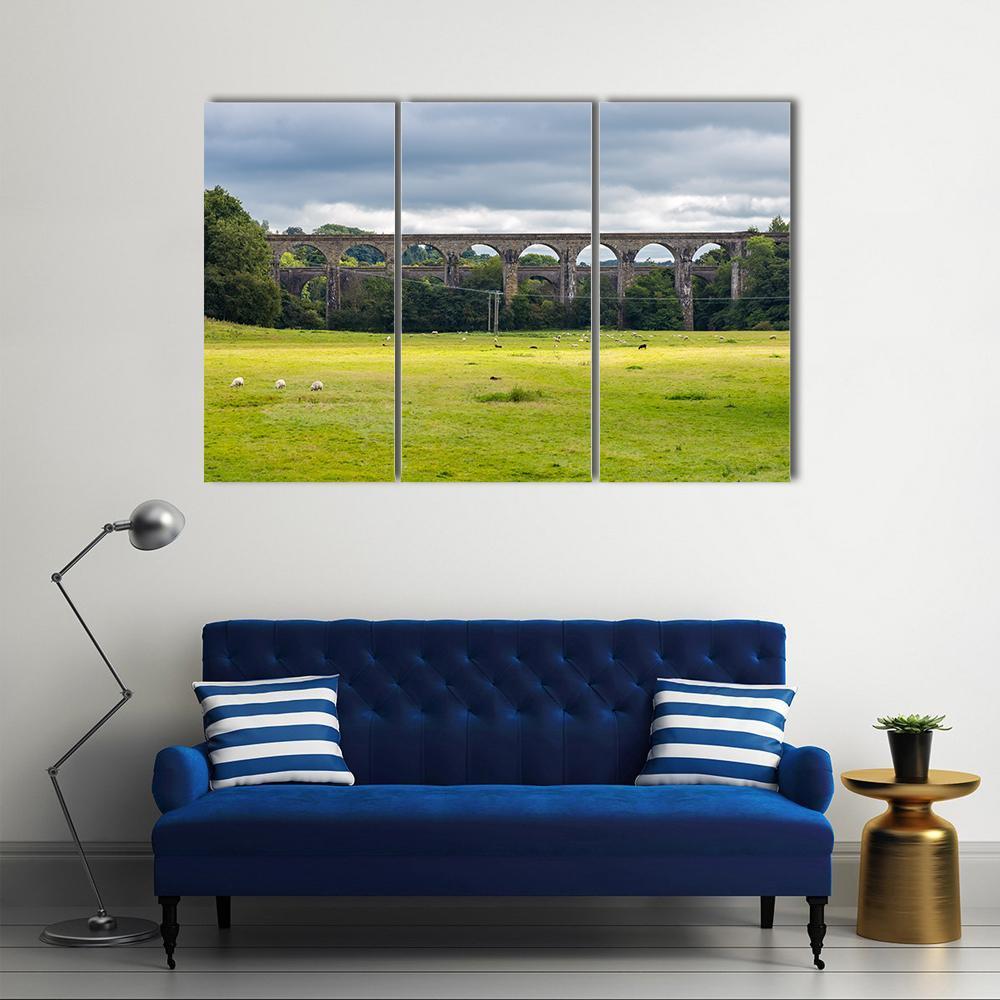 Chirk Aqueduct &amp; Viaduct Canvas Wall Art-3 Horizontal-Gallery Wrap-37" x 24"-Tiaracle
