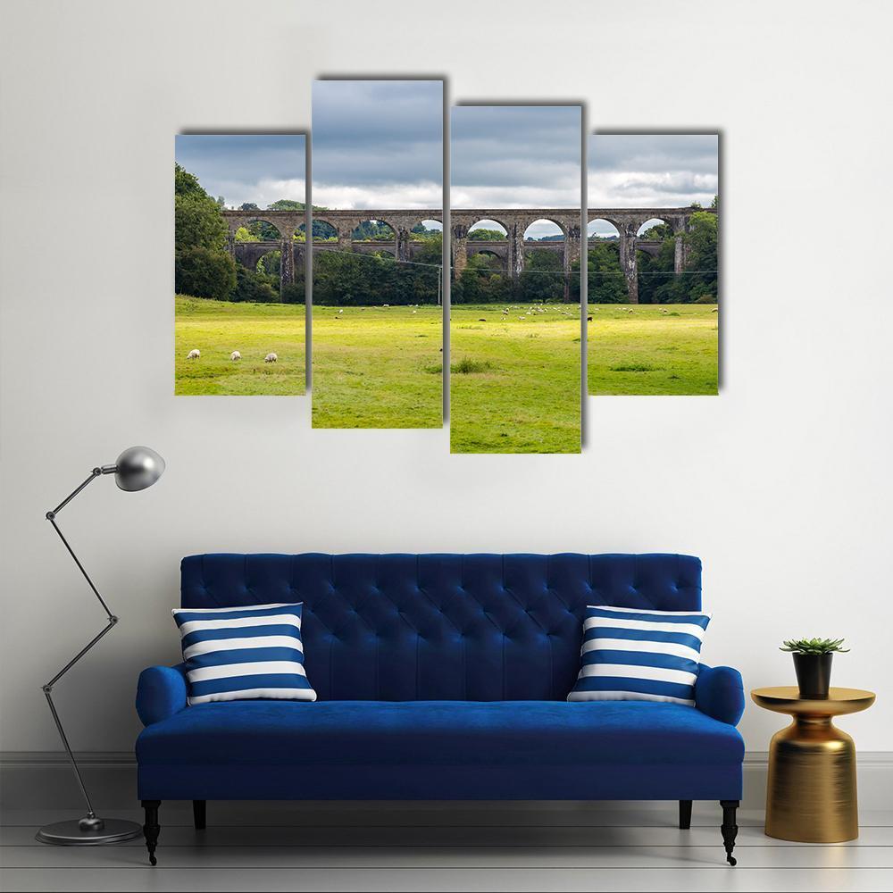 Chirk Aqueduct &amp; Viaduct Canvas Wall Art-4 Pop-Gallery Wrap-50" x 32"-Tiaracle