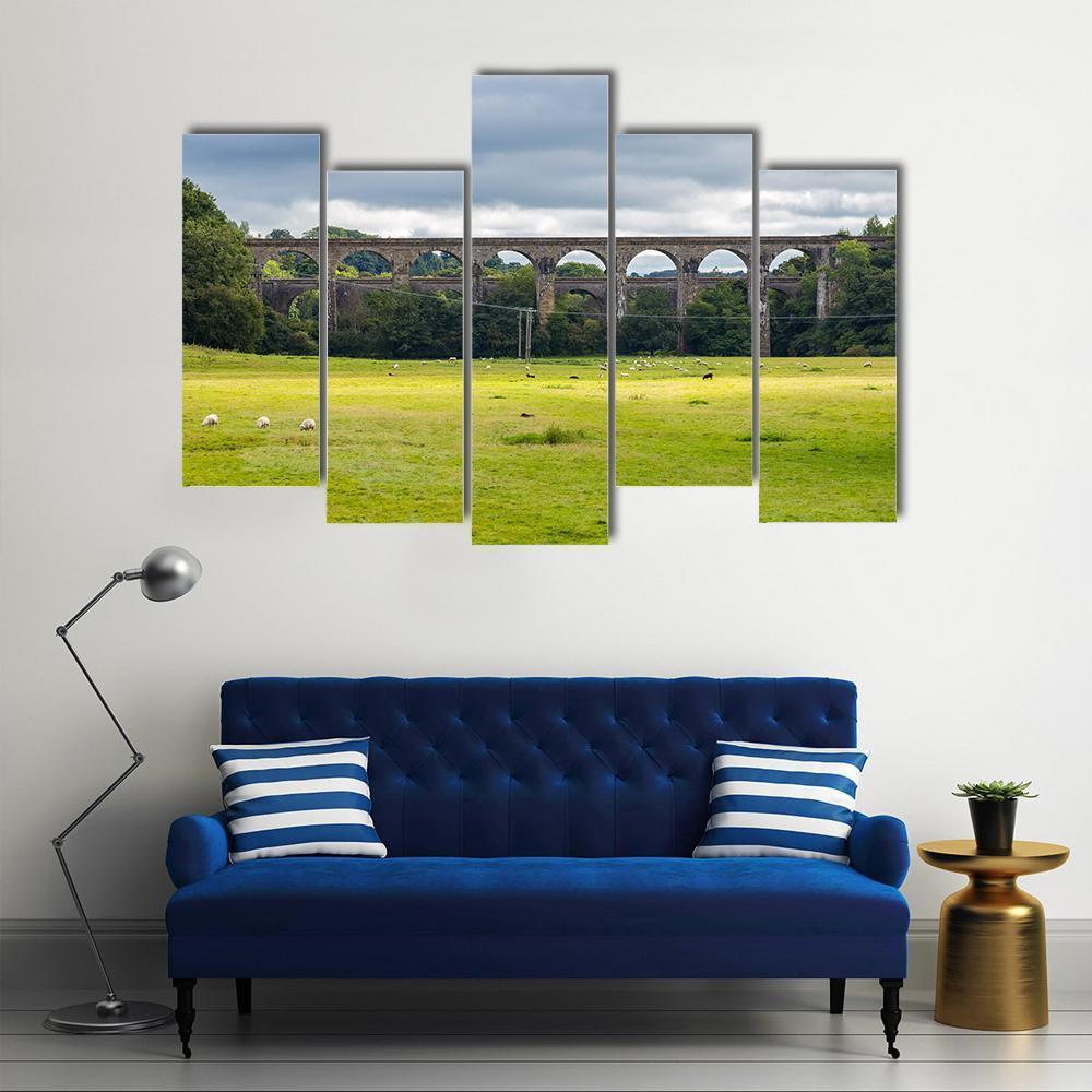 Chirk Aqueduct & Viaduct Canvas Wall Art-5 Pop-Gallery Wrap-47" x 32"-Tiaracle