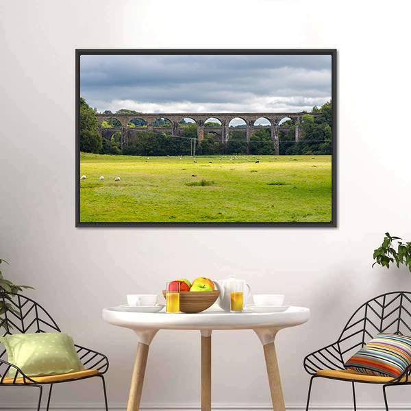 Chirk Aqueduct &amp; Viaduct Canvas Wall Art-1 Piece-Floating Frame-24" x 16"-Tiaracle