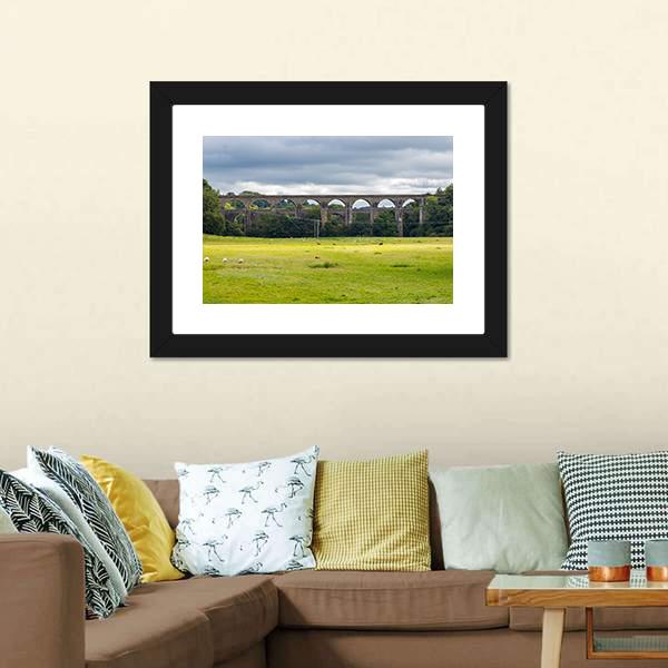 Chirk Aqueduct &amp; Viaduct Canvas Wall Art-1 Piece-Framed Print-20" x 16"-Tiaracle
